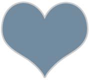Chien Blanc Intereriors: Frenchic furniture paint - Ol' Blue Eyes (denim blue). Photo shows a heart shaped colour swatch.