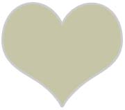 Chien Blanc Intereriors: Frenchic furniture paint - Wise Old Sage (sage green). Photo shows a heart shaped colour swatch.